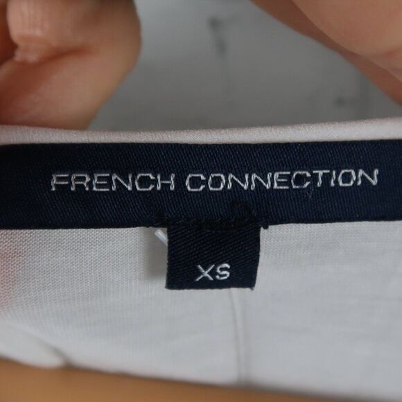 FRENCH CONNECTION WINTER WHITE LONG SLEEVE PEPLUM TOP WITH TIE DETAIL SIZE XS - Picture 2 of 10